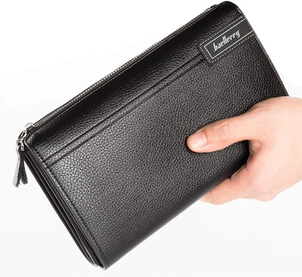 Mens Wallet Long Purse Leather Clutch Large Business Handbag Phone Card Holder Case Gift for Men Father Son Husband Boyfriend