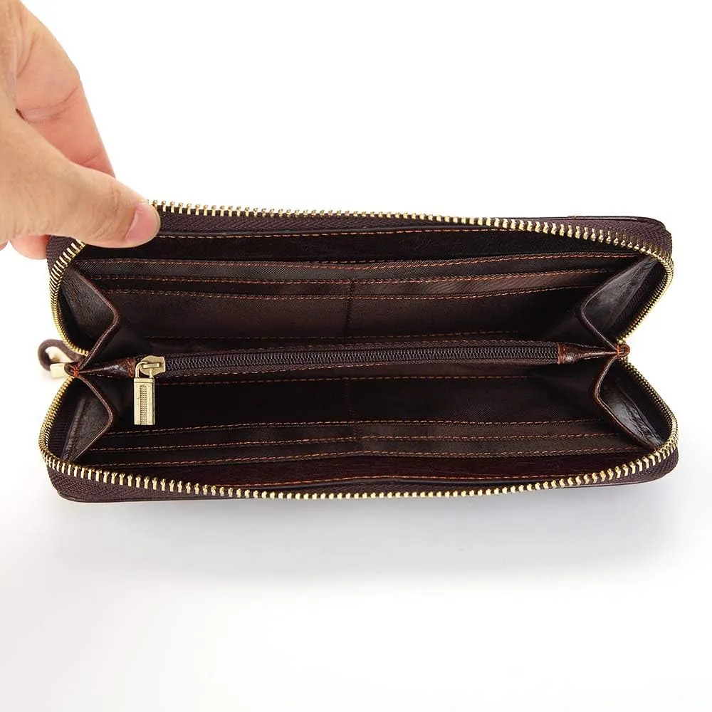 Mens Wallet Long Purse Leather Clutch Large Business Handbag Phone Card Holder Case Gift for Men Father Son Husband Boyfriend