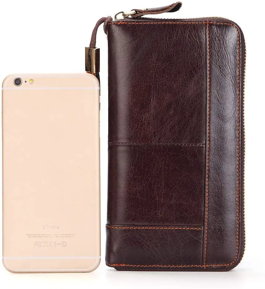 Mens Wallet Long Purse Leather Clutch Large Business Handbag Phone Card Holder Case Gift for Men Father Son Husband Boyfriend