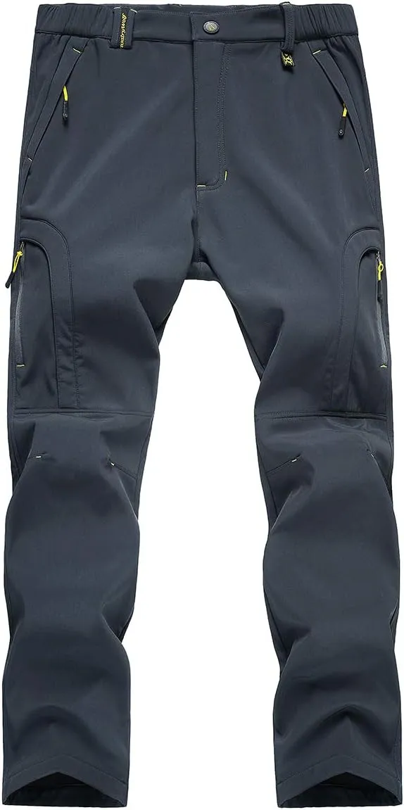 Men's Warm Ski Hiking Pants Softshell Fleece Lined Winter Outdoor Windproof Waterproof Trousers