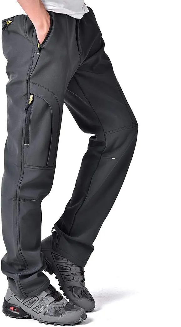 Men's Warm Ski Hiking Pants Softshell Fleece Lined Winter Outdoor Windproof Waterproof Trousers