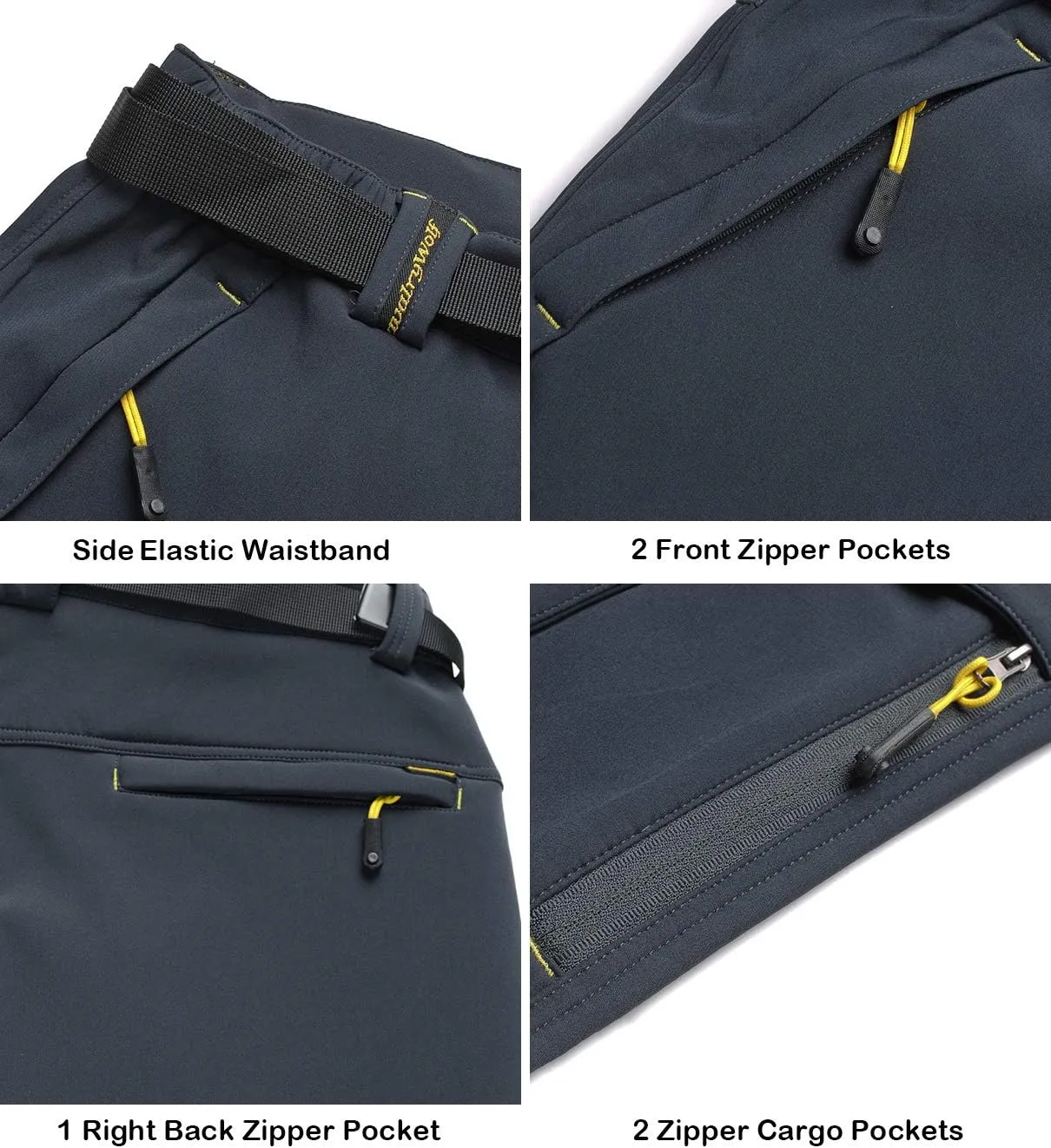 Men's Warm Ski Hiking Pants Softshell Fleece Lined Winter Outdoor Windproof Waterproof Trousers