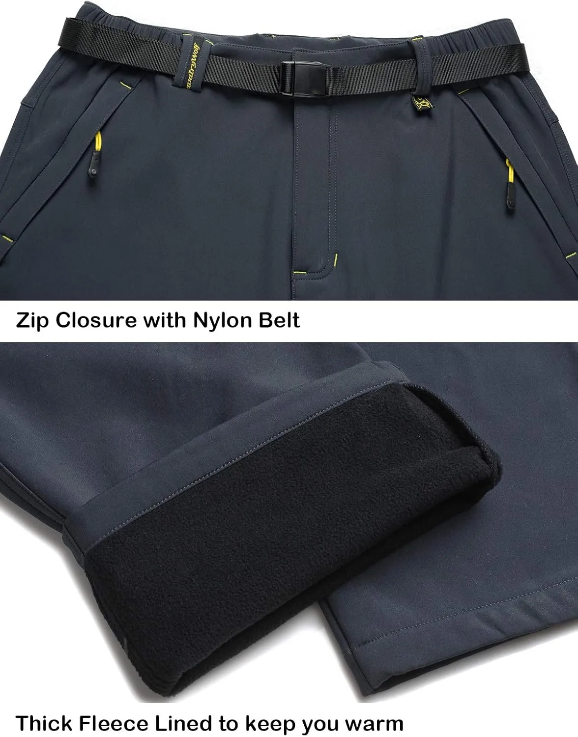 Men's Warm Ski Hiking Pants Softshell Fleece Lined Winter Outdoor Windproof Waterproof Trousers