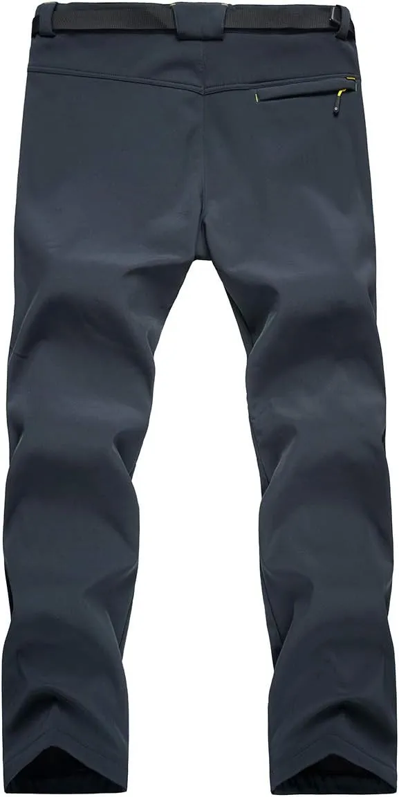 Men's Warm Ski Hiking Pants Softshell Fleece Lined Winter Outdoor Windproof Waterproof Trousers