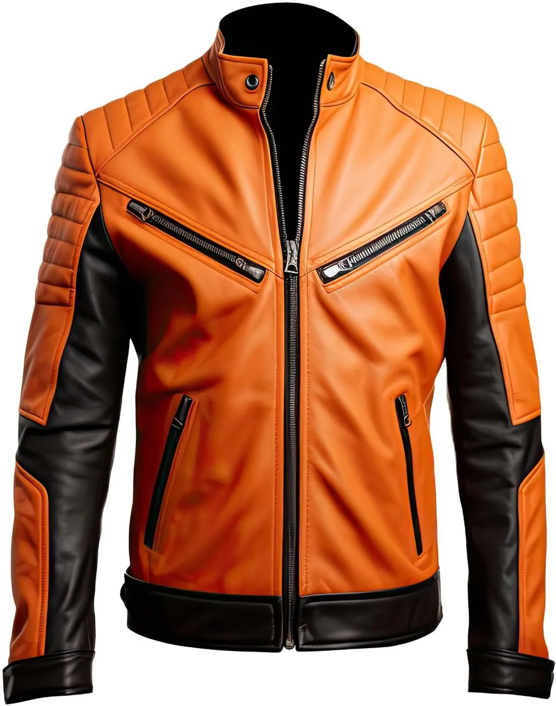Men's Winter Warm Quilted Real Leather Jacket Stylish Perfect for Moto Racing & Riding Classic Biker Sportwear Coat
