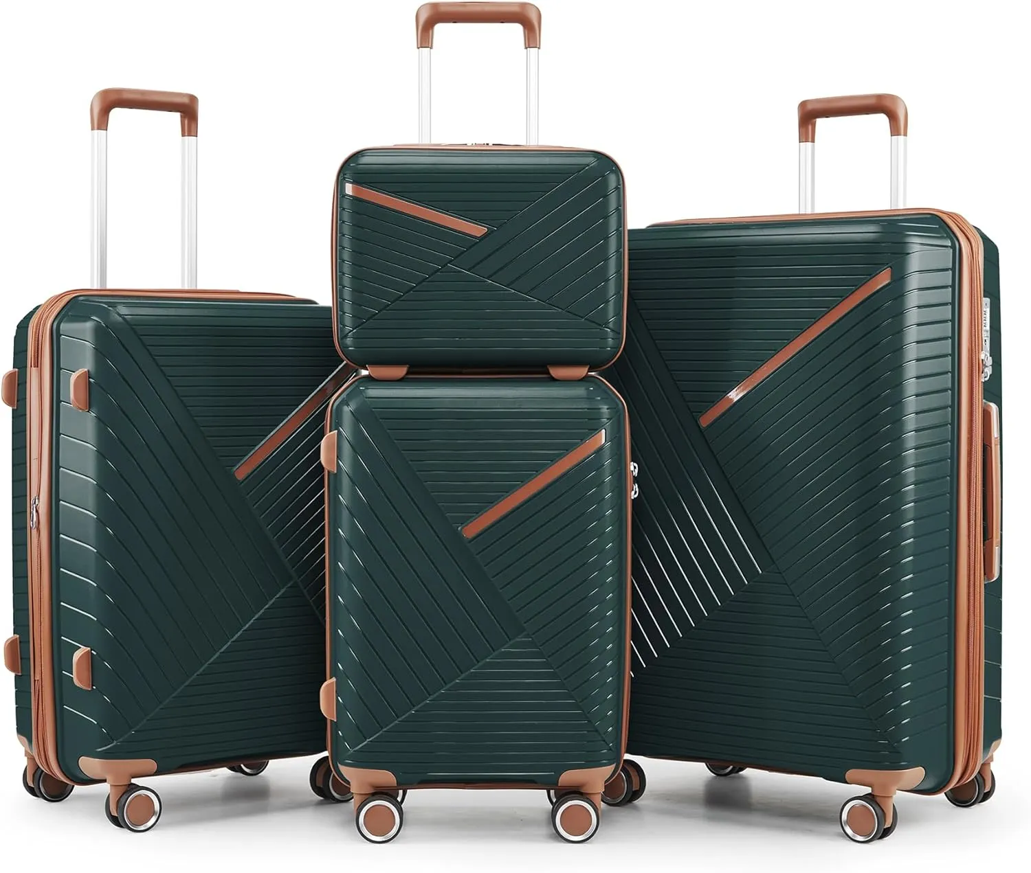 Merax Luggage Set of 4, Expandable Lightweight Suitcase with 4 Double 360 Degrees Mute Spinner Wheels and TSA Lock, PP Materials, 14”20”24”28”, Army Green