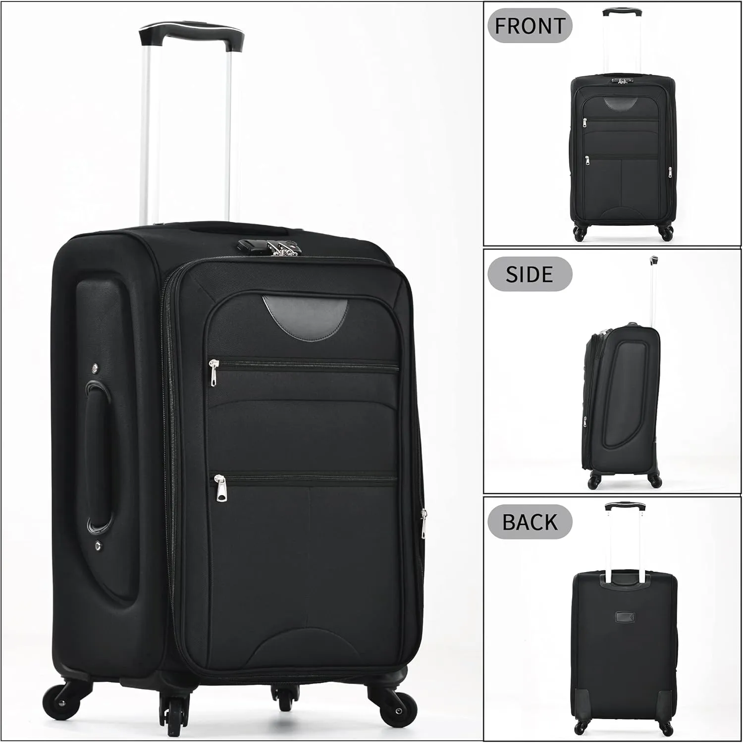 Merax Luggage Set, Softside Suitcase 3 Piece, Expandable Lightweight Luggage Sets with Duffel Bag 22" 26" 30" Suitcase with Wheels TSA Lock,Black