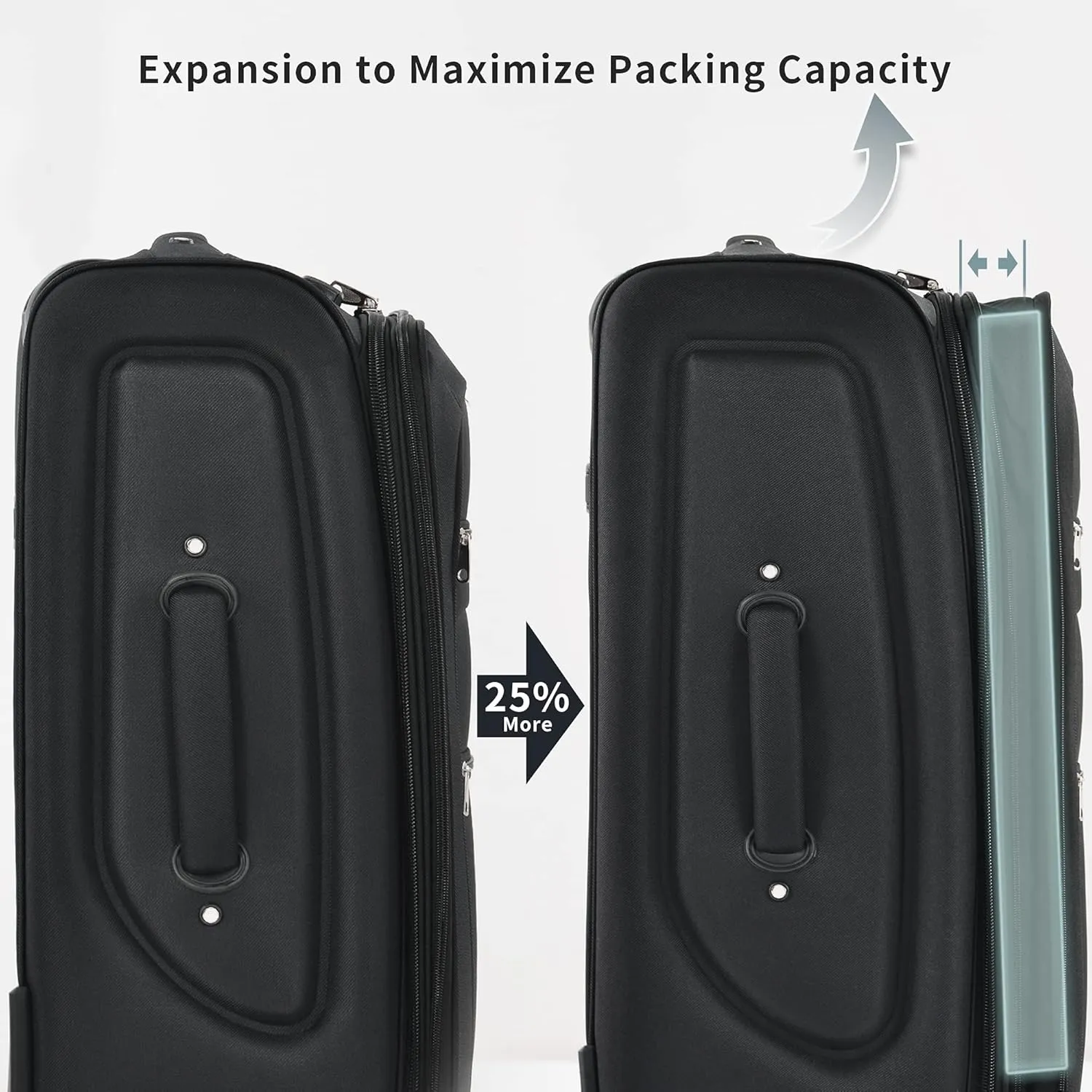 Merax Luggage Set, Softside Suitcase 3 Piece, Expandable Lightweight Luggage Sets with Duffel Bag 22" 26" 30" Suitcase with Wheels TSA Lock,Black