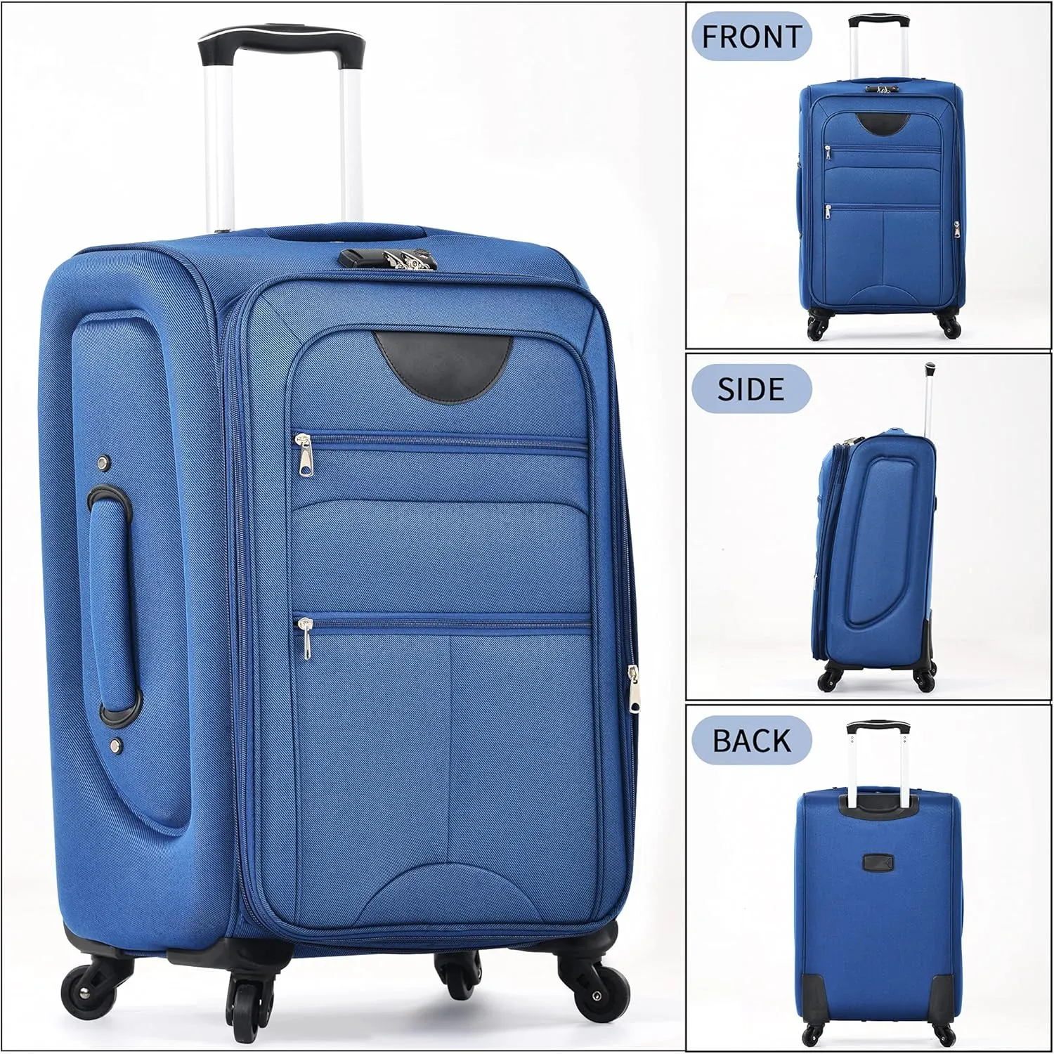 Merax Softside Luggage Set, Travel Suitcase Expandable Lightweight, 3 Piece Luggage Sets with Duffel Bag 22" 26" 30" Suitcase with TSA Lock Spinner Wheels,Navy Blue