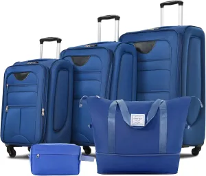 Merax Softside Luggage Set, Travel Suitcase Expandable Lightweight, 3 Piece Luggage Sets with Duffel Bag 22" 26" 30" Suitcase with TSA Lock Spinner Wheels,Navy Blue