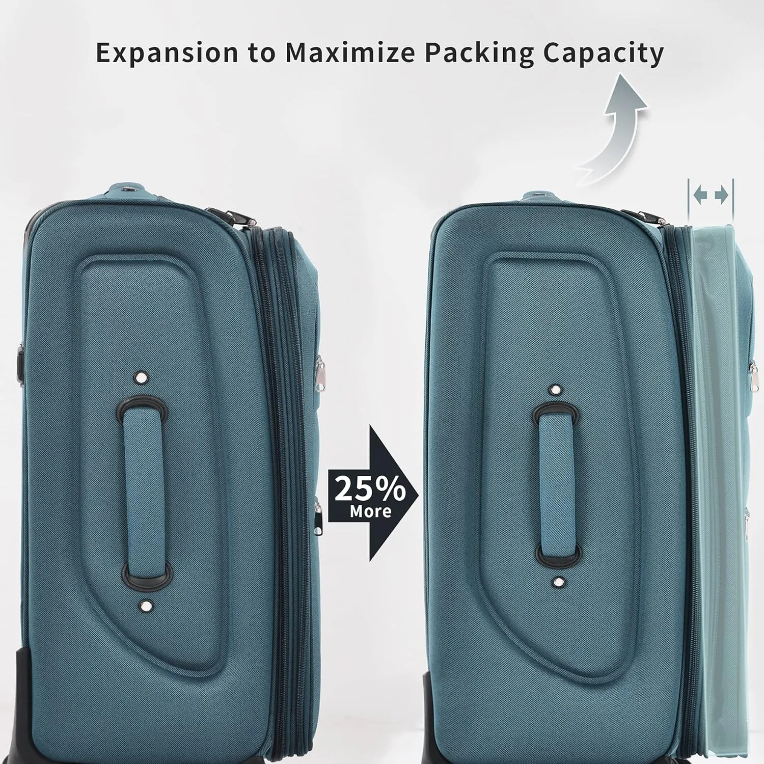 Merax Softside Luggage Set, Travel Suitcase Expandable Lightweight, 3 Piece Luggage Sets with Spinner Wheels 22" 26" 30" Suitcase with TSA Lock (Blue Green)