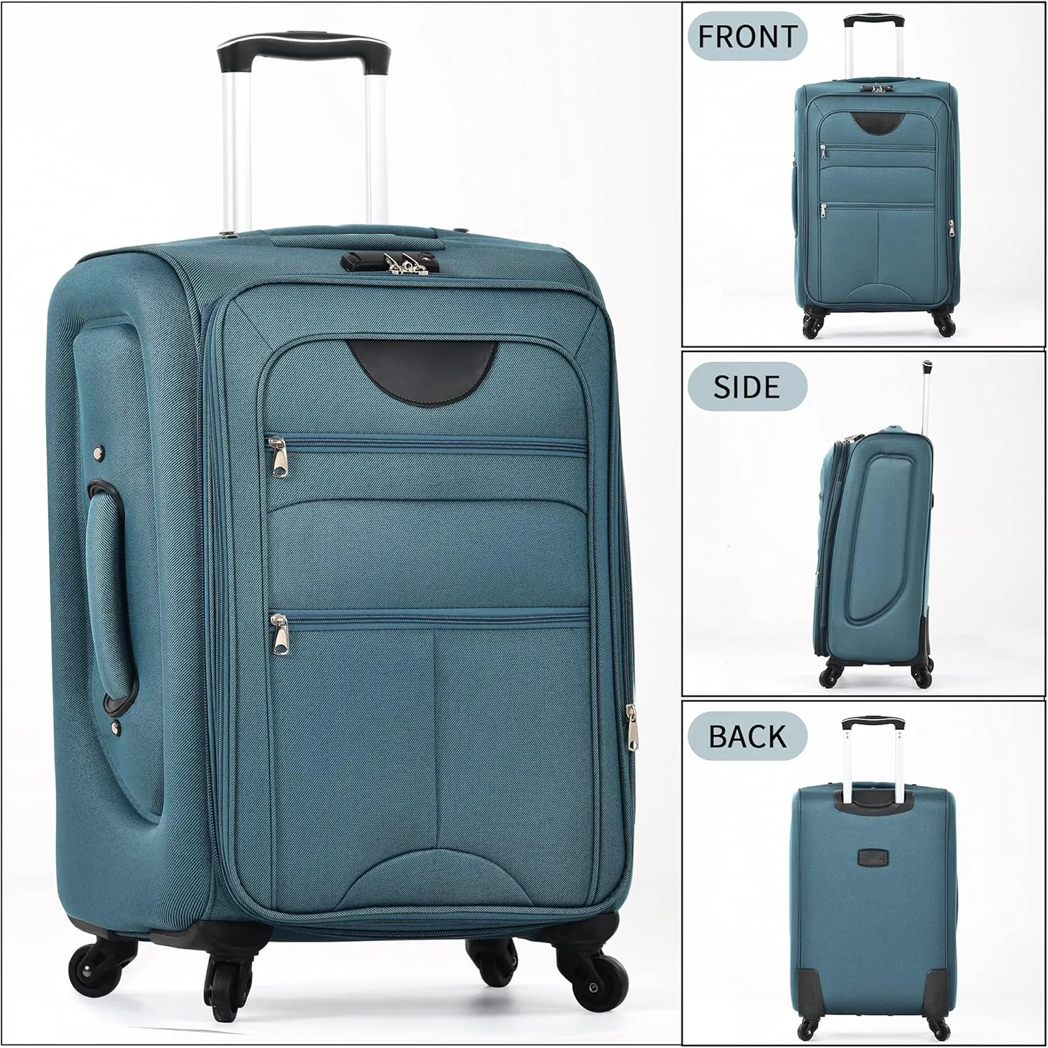 Merax Softside Luggage Set, Travel Suitcase Expandable Lightweight, 3 Piece Luggage Sets with Spinner Wheels 22" 26" 30" Suitcase with TSA Lock (Blue Green)