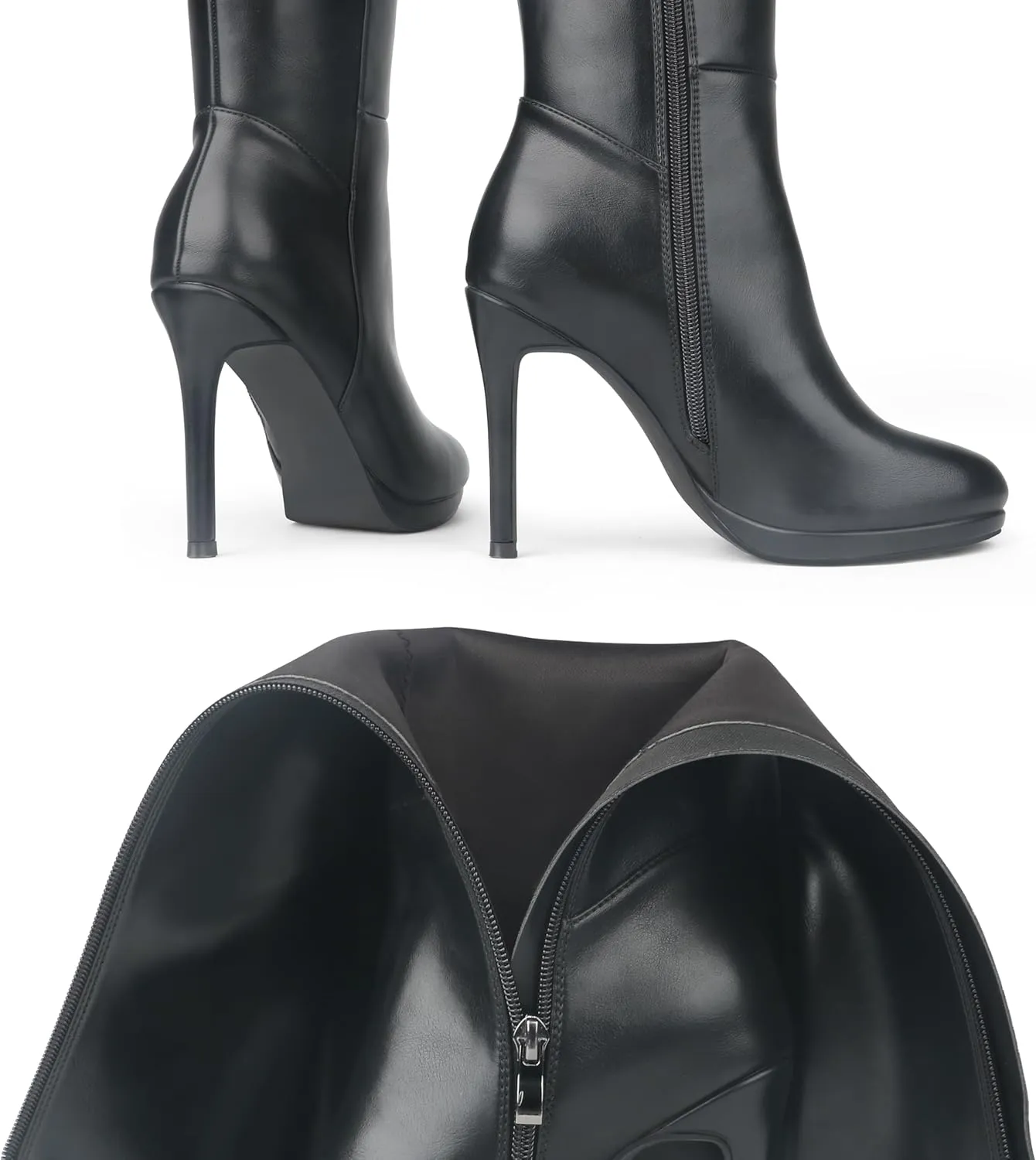 MERUMOTE Women's Knee High Boots Platform Heel Boots Stiletto Heels Tall Boots Side Zipper Long Boots