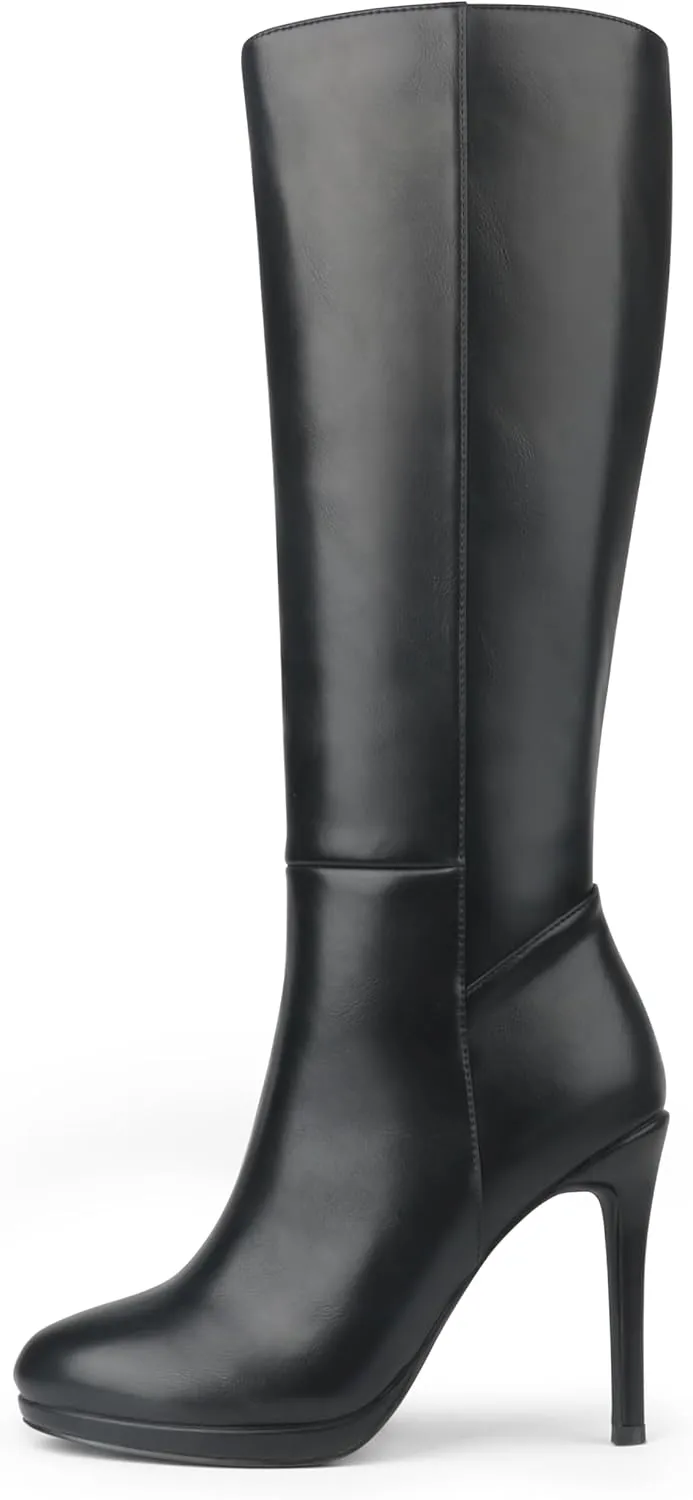 MERUMOTE Women's Knee High Boots Platform Heel Boots Stiletto Heels Tall Boots Side Zipper Long Boots