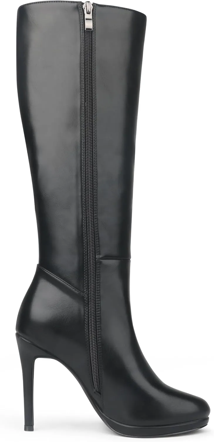 MERUMOTE Women's Knee High Boots Platform Heel Boots Stiletto Heels Tall Boots Side Zipper Long Boots