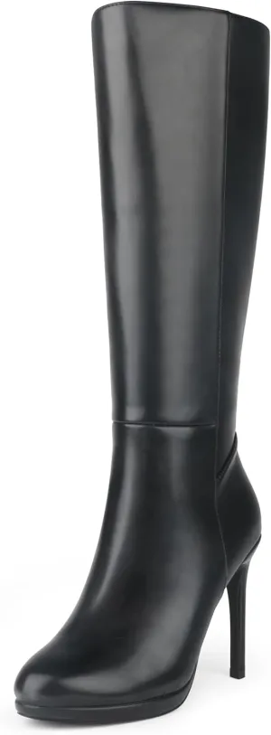 MERUMOTE Women's Knee High Boots Platform Heel Boots Stiletto Heels Tall Boots Side Zipper Long Boots