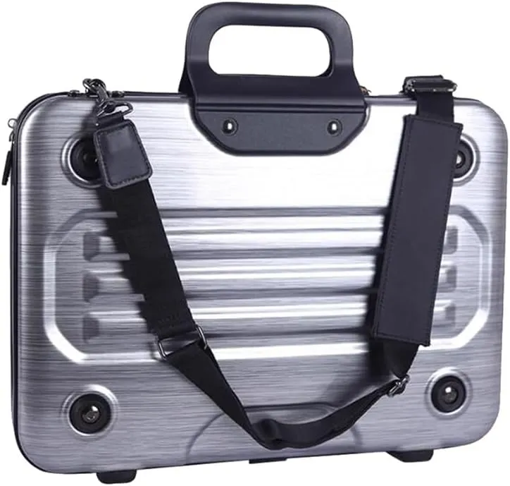Metal Briefcase Tote Computer Case Bag Business Slim Shoulder Documentation Office Lawyer Briefcase (Color : Silver, Size : 15.4in)