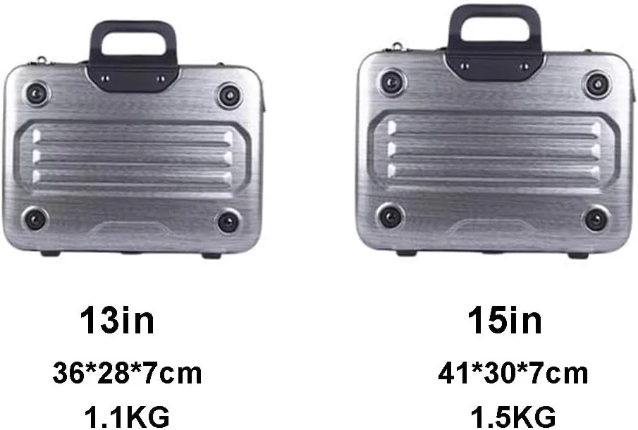 Metal Briefcase Tote Computer Case Bag Business Slim Shoulder Documentation Office Lawyer Briefcase (Color : Silver, Size : 15.4in)