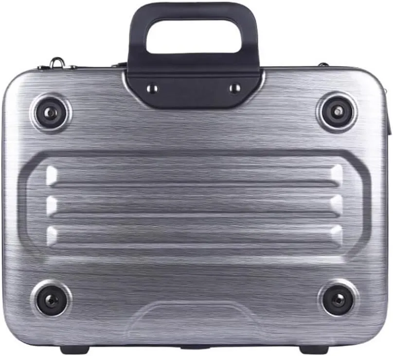 Metal Briefcase Tote Computer Case Bag Business Slim Shoulder Documentation Office Lawyer Briefcase (Color : Silver, Size : 15.4in)