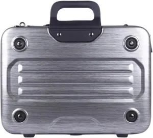 Metal Briefcase Tote Computer Case Bag Business Slim Shoulder Documentation Office Lawyer Briefcase (Color : Silver, Size : 15.4in)