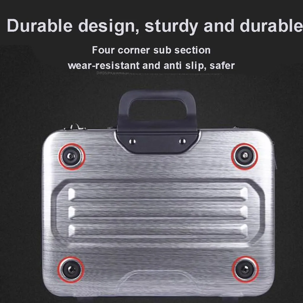 Metal Briefcase Tote Computer Case Bag Business Slim Shoulder Documentation Office Lawyer Briefcase (Color : Silver, Size : 15.4in)