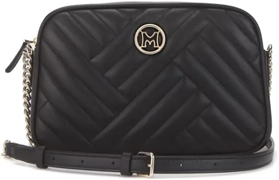 METROCITY Women's Cross Bag M203MQ3074Z Black Cowhide Zipper Type
