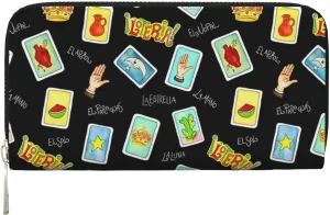 Mexican Loteria Cards Wallets PU Leather Wallet For Women Men Zipper Credit Card Purse Long Clutch Purse
