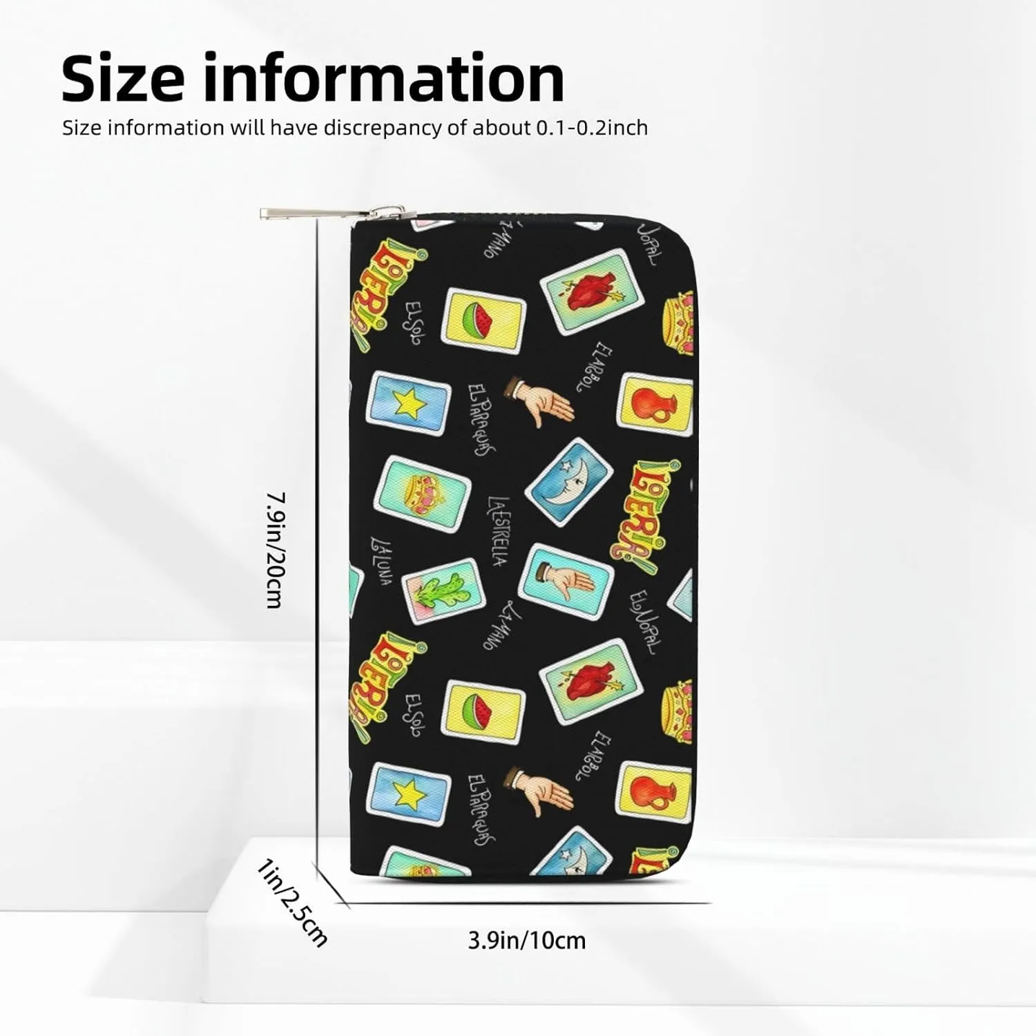 Mexican Loteria Cards Wallets PU Leather Wallet For Women Men Zipper Credit Card Purse Long Clutch Purse