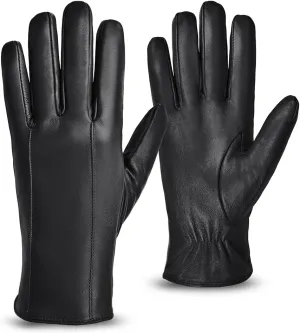 MGGMOKAY Men’s Leather Gloves Sheepskin Winter Gloves with Cashmere Lined