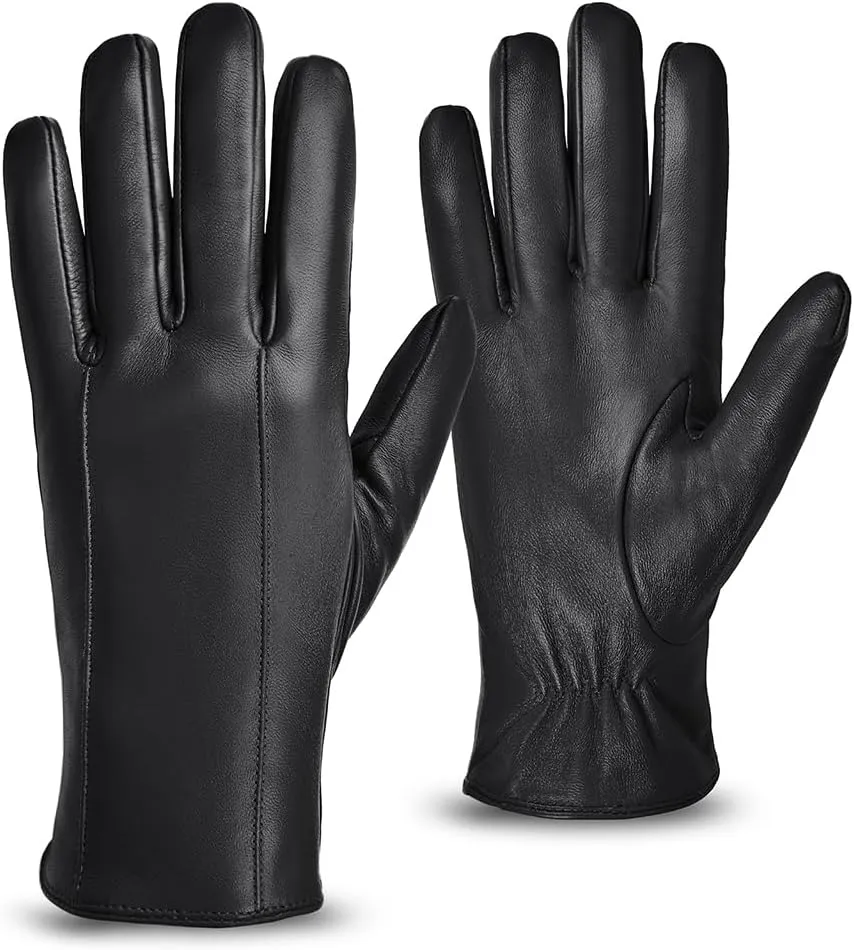 MGGMOKAY Men’s Leather Gloves Sheepskin Winter Gloves with Cashmere Lined