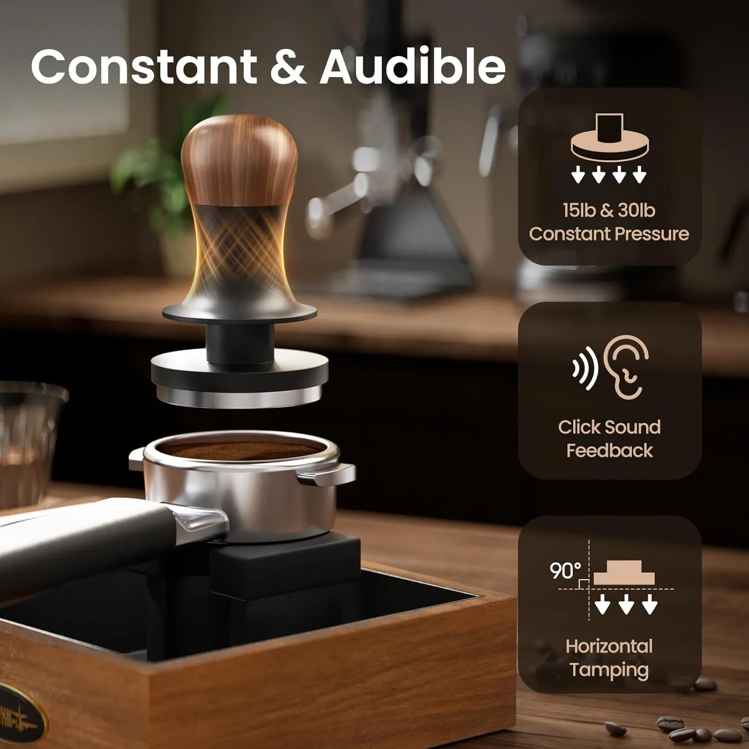 MHW-3BOMBER 58mm Espresso Tamper - 3 Spring Loaded Coffee Tamper with Sound Feedback - Barista Tamper Tool Espresso with 15lb / 30lbs Replacement Springs - Fits 58mm Standard Baskets T7072T-OS