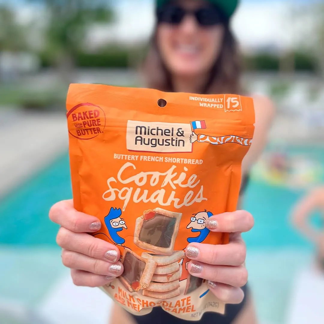 Michel et Augustin Cookie Bag Variety Pack 2 Flavor – Milk Chocolate & Caramel   Milk Chocolate & Hazelnut, 15 Cookies per Bag