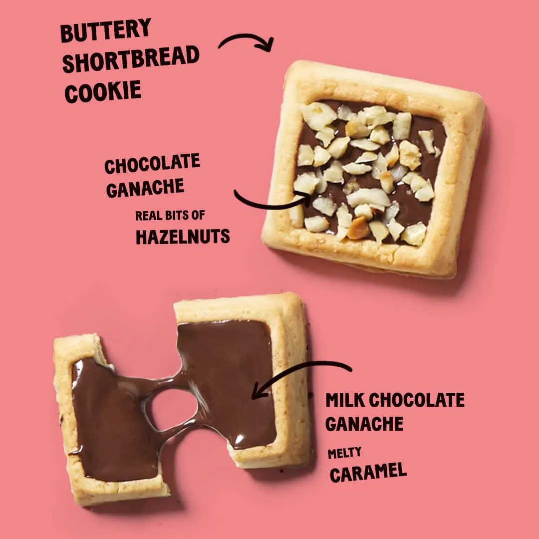 Michel et Augustin Cookie Bag Variety Pack 2 Flavor – Milk Chocolate & Caramel   Milk Chocolate & Hazelnut, 15 Cookies per Bag