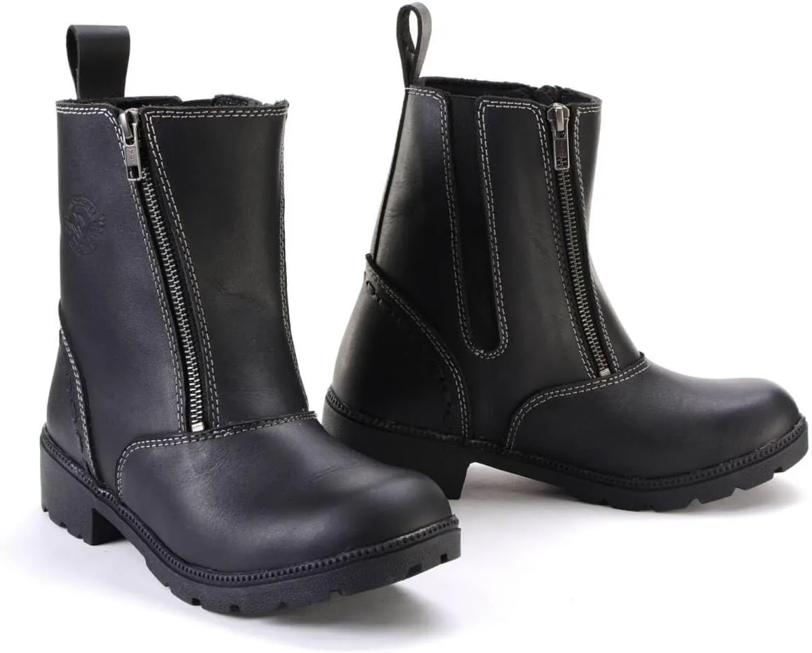 Milwaukee Leather MBL9327 Women's Black Leather Motorcycle Riding Boots with Dual Zipper Closure