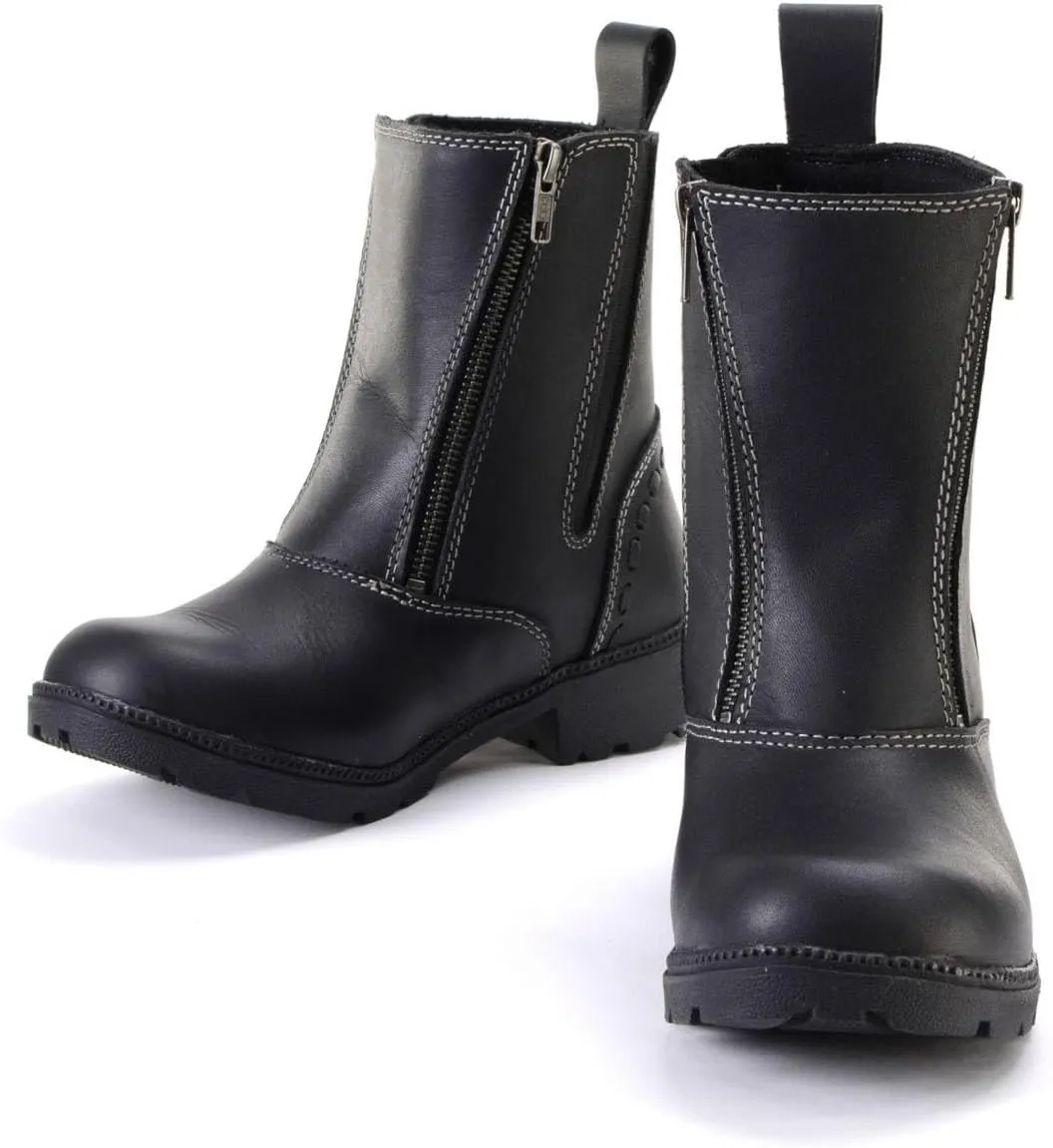 Milwaukee Leather MBL9327 Women's Black Leather Motorcycle Riding Boots with Dual Zipper Closure