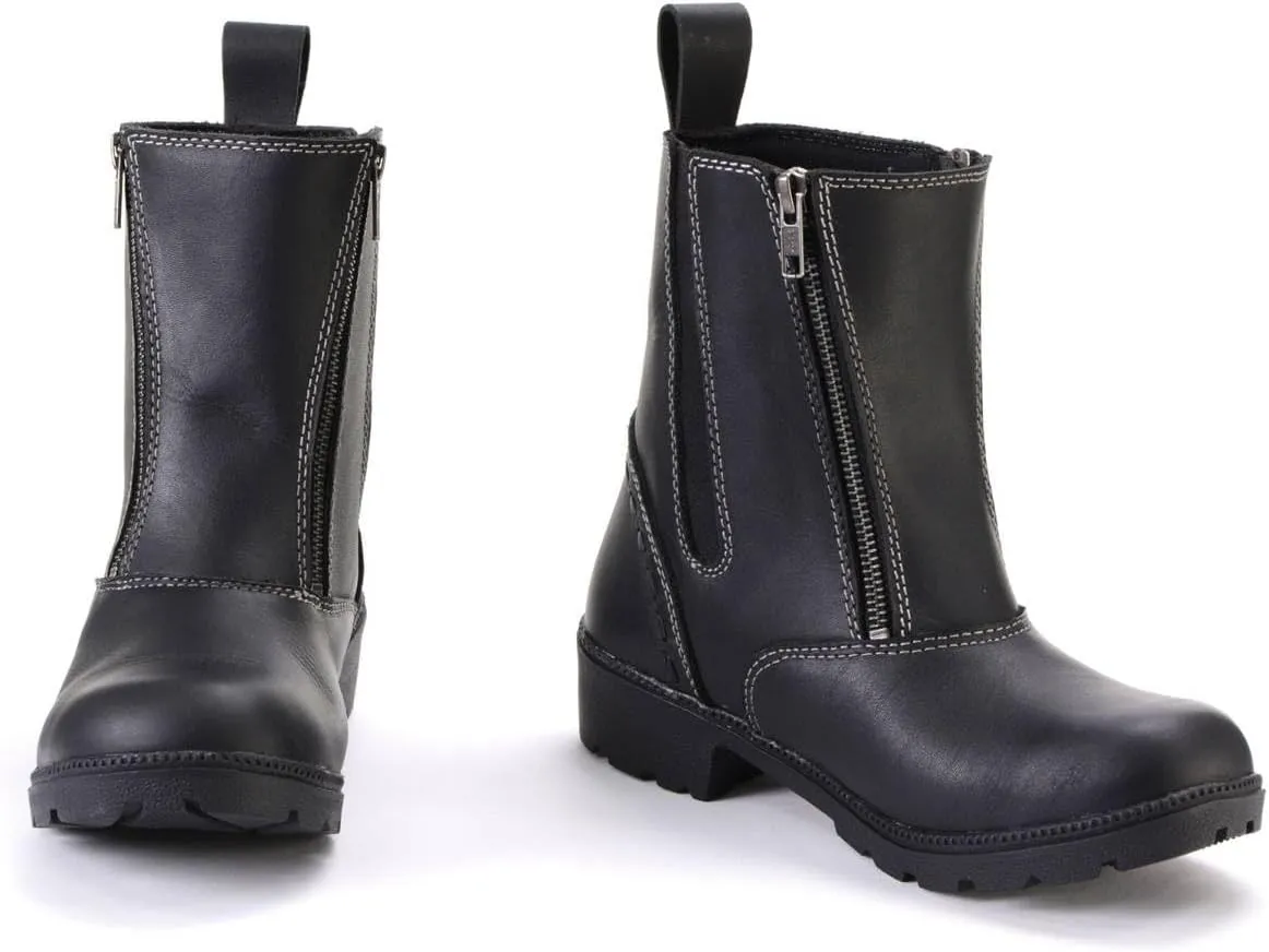 Milwaukee Leather MBL9327 Women's Black Leather Motorcycle Riding Boots with Dual Zipper Closure