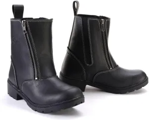 Milwaukee Leather MBL9327 Women's Black Leather Motorcycle Riding Boots with Dual Zipper Closure