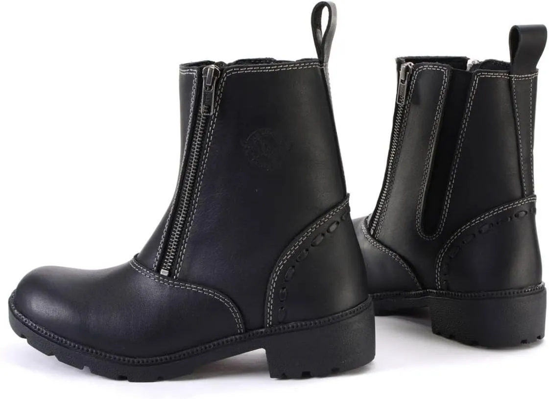 Milwaukee Leather MBL9327 Women's Black Leather Motorcycle Riding Boots with Dual Zipper Closure