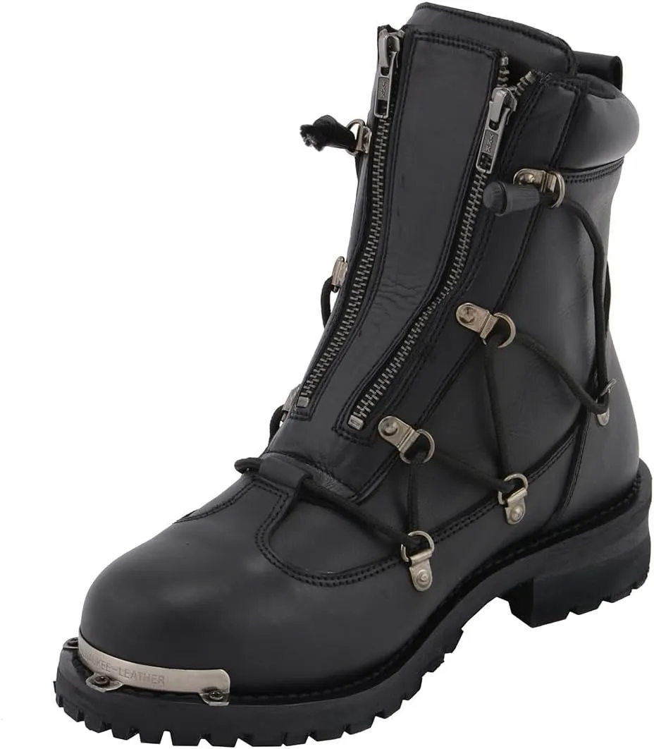 Milwaukee Leather Men's Black Smooth Plain Motorcycle Leather Boots - 11