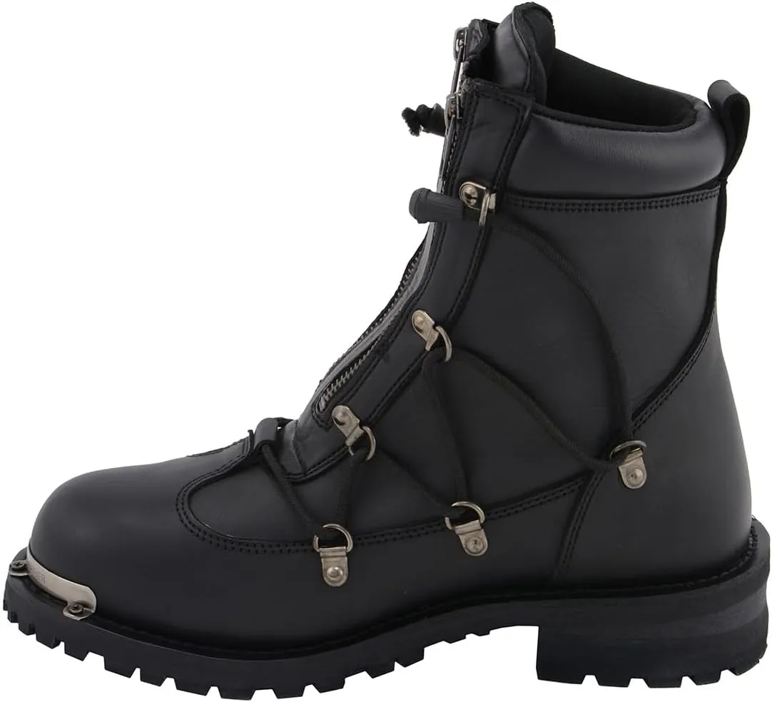 Milwaukee Leather Men's Black Smooth Plain Motorcycle Leather Boots - 11