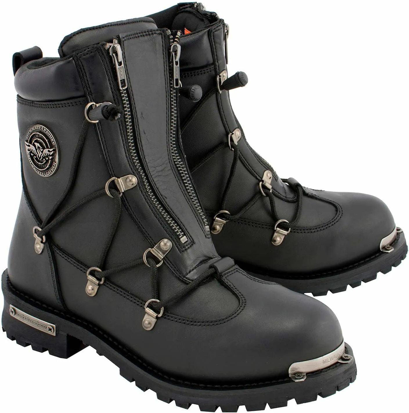 Milwaukee Leather Men's Black Smooth Plain Motorcycle Leather Boots - 11