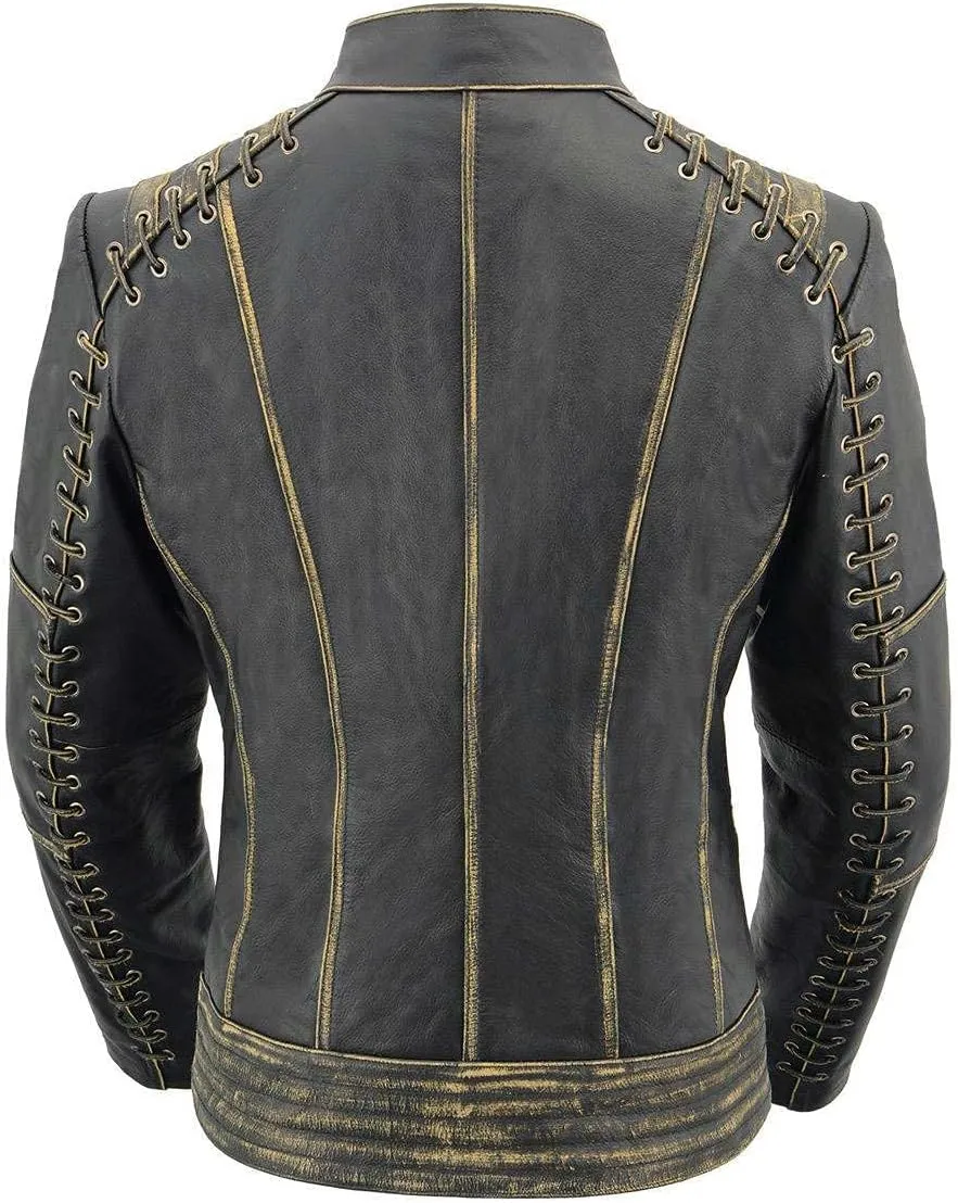Milwaukee Leather MLL2527 Women's 'Elegant' Distressed Brown Detail Laced Leather Jacket