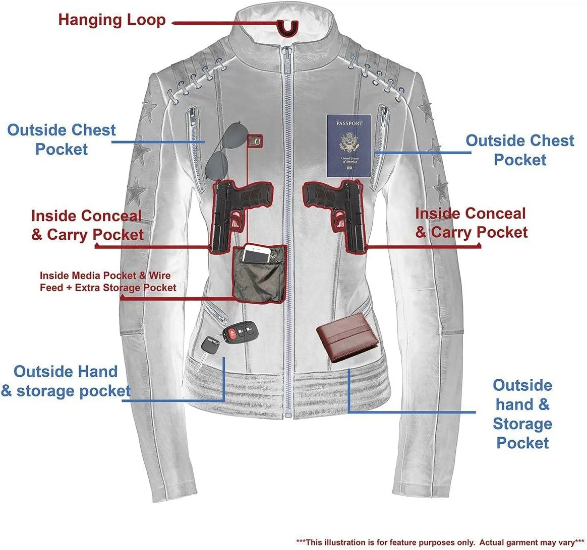 Milwaukee Leather MLL2527 Women's 'Elegant' Distressed Brown Detail Laced Leather Jacket