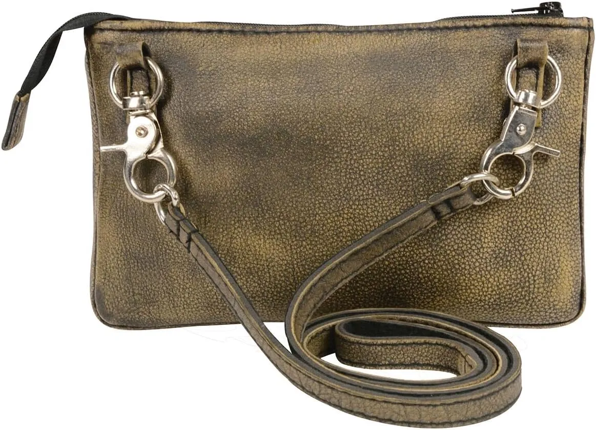 Milwaukee Leather MP8820 Women's Retro Brown Leather Shoulder Bag with Zipper Closure and Leather Strap