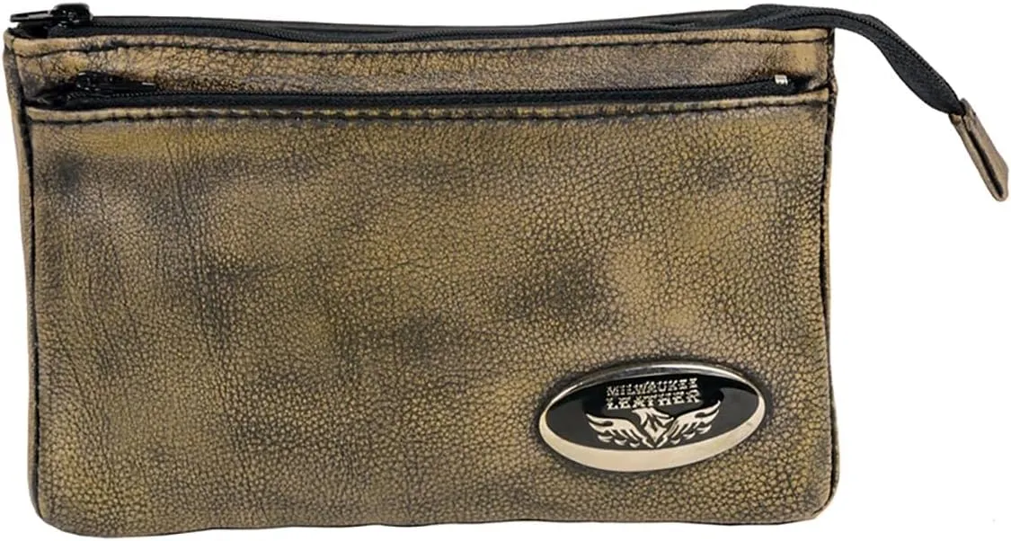 Milwaukee Leather MP8820 Women's Retro Brown Leather Shoulder Bag with Zipper Closure and Leather Strap