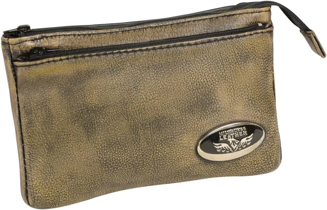 Milwaukee Leather MP8820 Women's Retro Brown Leather Shoulder Bag with Zipper Closure and Leather Strap