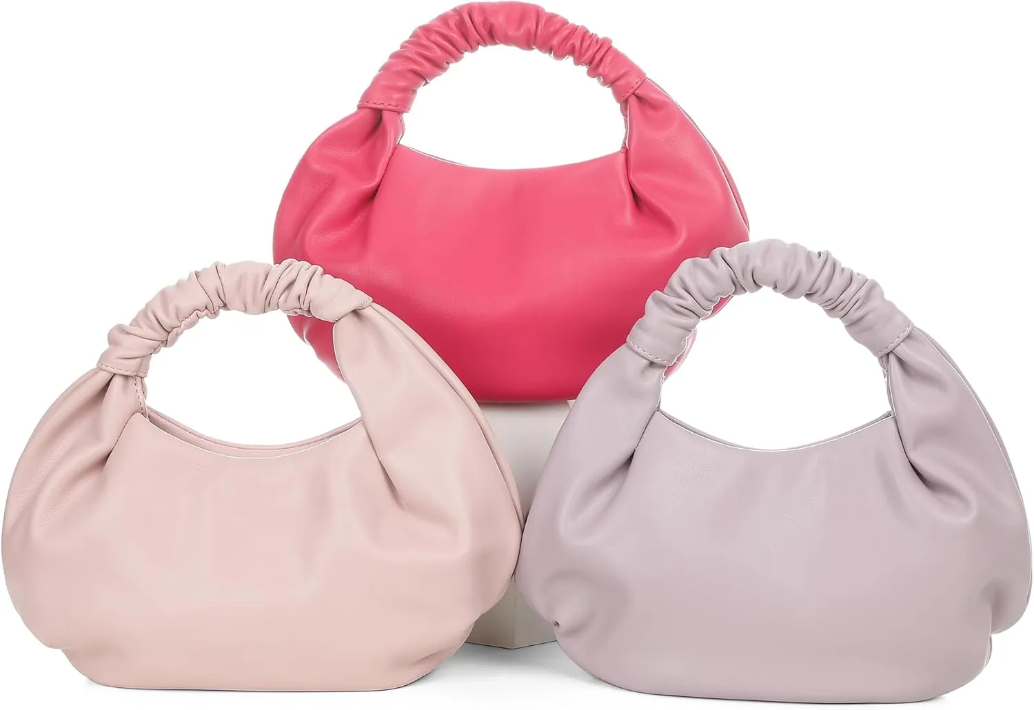 Mini Hobo Tote Bags for Women Soft Leather Clutch Purses for Women Cloud-Shaped Top Handle Bags