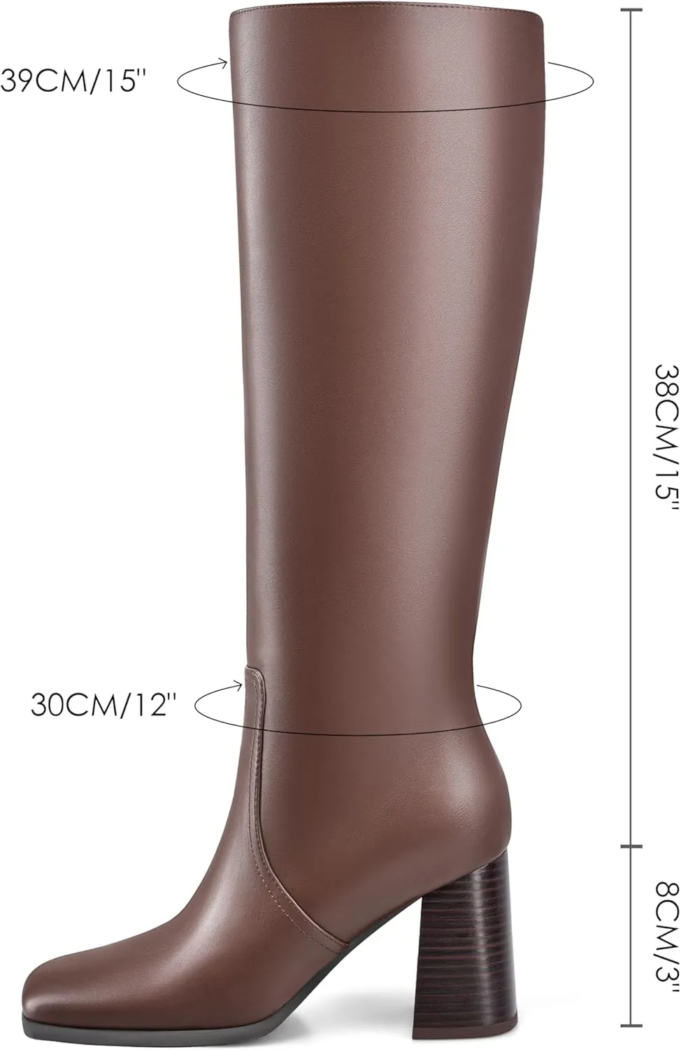 MIRAAZZURRA Knee High Boots Women Chunky Heel Square Toe Tall Boots Side Zipper Fall Winter Long Boots for Daily Party Dress Work