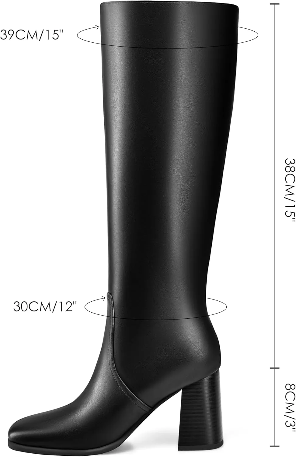 MIRAAZZURRA Knee High Boots Women Chunky Heel Square Toe Tall Boots Side Zipper Fall Winter Long Boots for Daily Party Dress Work
