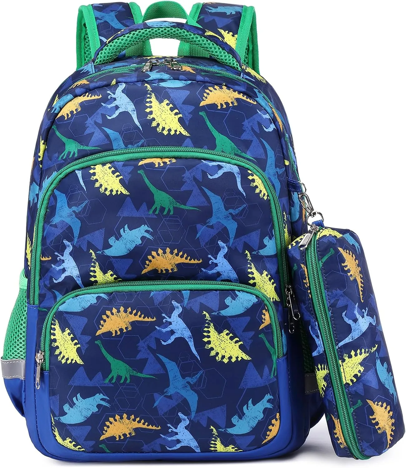 MIRLEWAIY Kids Backpack for Boys Girls School Elementary Student with Insulated Lunch Bag Pencil Case, Dinosaur Backpack Set